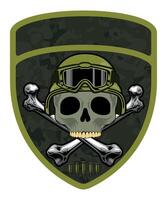 military army camouflage chevron military driver with skull in helmet and goggles with crossbones vector