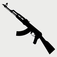 black and white simple army machine gun icon on white background vector
