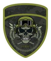 military army camouflage chevron military driver with skull in cap and goggles with crossed wrenches and wings vector