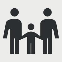 black and white simple icon of family with child on white background vector