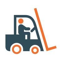 colored forklift icon on white background vector