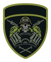 army camouflage chevron military driver with skull in military helmet and goggles with hands gripping steering wheel vector