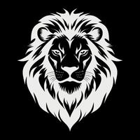 black and white lion face icon on white background vector