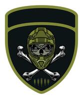military army green chevron military driver with skull in racing helmet and goggles with crossed wrenches vector