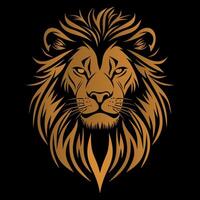 golden lion face icon on white background vector