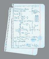 a torn sheet of graph paper with geometry formulas vector