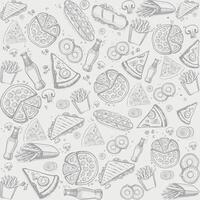 background fill texture of fast food products on white background vector