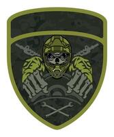military army camouflage chevron military driver with skull in racing helmet and goggles with hands gripping steering wheel vector