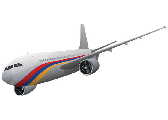 airplane aircraft with Armenian flag on white background