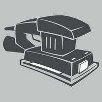 black and white simple icon of power tool on sofa on white background vector