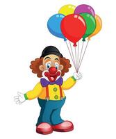 clown with balloons on white background vector
