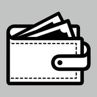 black and white simple wallet icon on white background vector