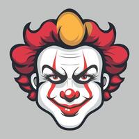 colored clown face icon on grey background vector