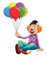 sitting clown with balloons isolated on white background vector