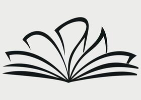black and white icon of an open book on a white background vector