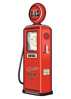 Retro red gas station with hose isolated on white background vector