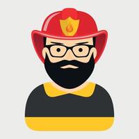 colored icon of firefighter in red helmet on white background vector