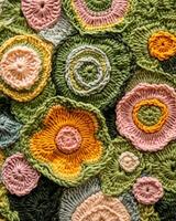 A close up of a crocheted flower pattern photo