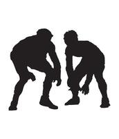 two men are standing in silhouette on a white background vector