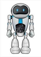 mechanical robot droid with gears white color on white background vector