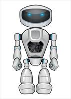 realistic mechanical robot with gears white color on white background vector