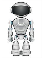 realistic mechanical robot droid white color on white background vector