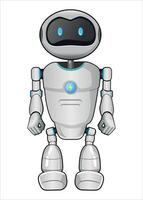 realistic mechanical robot droid white color isolated vector