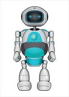 mechanical robot white and blue color on white background vector