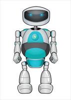 realistic mechanical robot droid white and azure color isolated on white background vector