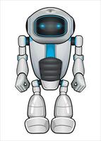 realistic white droid robot on white background vector