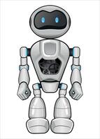 realistic robot droid with gears white color on white background vector