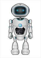 mechanical robot droid with gears white color isolated on white background vector
