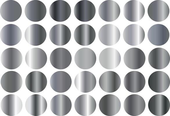 Silver palette. Set of silver metal textures.