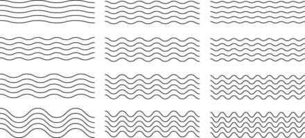 Set of wavy zigzag lines. Zigzag and wavy horizontal underline. vector