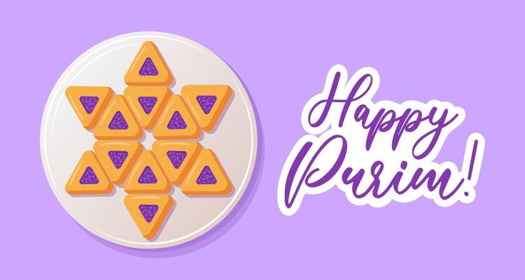 illustration for Purim featuring hamentashen arranged in the shape of a Star of David. This design beautifully symbolizes the holiday s rich traditions and festive spirit, celebrating joy