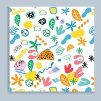 Fun and colorful line doodle seamless pattern with basic shapes and minimalist style, perfect for children's design or trendy backgrounds, colorful, fun vector