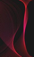 Red Wavy Abstract Lines on Black Background with Dynamic Patterns vector