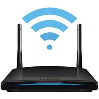 WiFi Router with Signal Icon Wireless Internet Connection, Network Device, High Speed Broadband vector