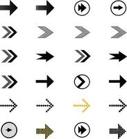 variety of arrow icons and symbols in different styles for navigation and direction vector