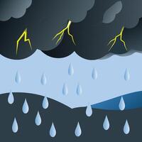 Stormy Weather Illustration Dark Clouds, Rain, and Lightning Art Thunderstorm Digital Design vector