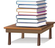 Stack of Books on a Wooden Table Digital Illustration vector