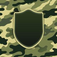 Military Camouflage Shield Design Army Badge Template Camo Background Tactical Emblem vector