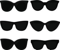 Trendy Black Sunglasses Clipart Classic, Retro, Cat Eye Square Shades for Fashion Design Projects vector