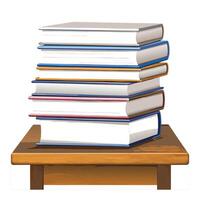 Stack of Books Resting on a Wooden Table vector