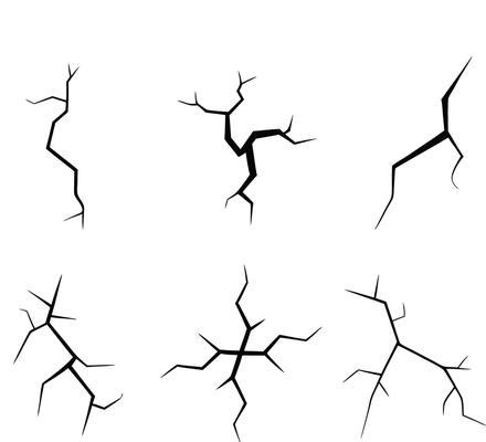 Six Different Cracks Isolated on White Background