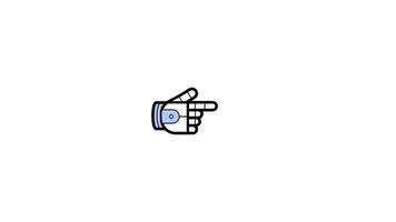Moving Cartoon Robot hand cursor pointing right direction on white background video