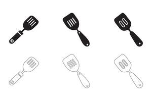 Spatula Icons Simple Clean and Smooth Solid and Outline Styles vector