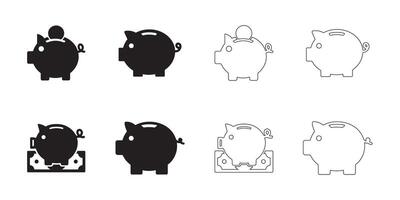 Piggy Bank Icon Set with Clean Lines vector