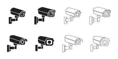 Security Camera Icons Simple Clean and Smooth Solid and Outline Styles vector