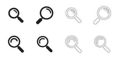 Magnifying Glass Icons Simple Clean and Smooth Solid and Outline Styles vector